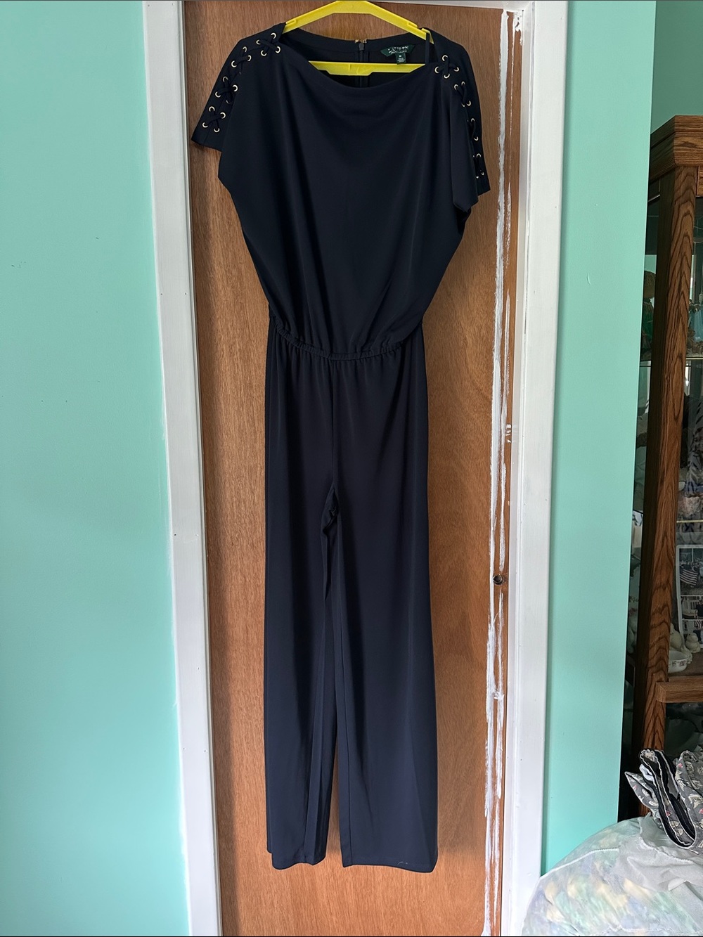 Navy blue Grommet Shoulder Jumpsuit